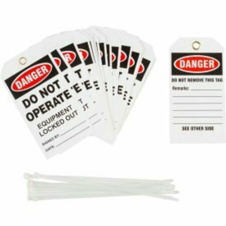 BRADY Brady Lockout Tag - Danger Do Not Operate Equipment Locked Out, Cardstock, 25/Pack TG027E